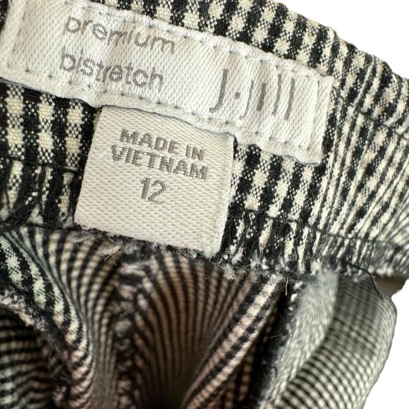 J. Jill Black White Checkered Gingham Premium Bistretch Ankle Fit Pants Size 12 - Picture 4 of 6